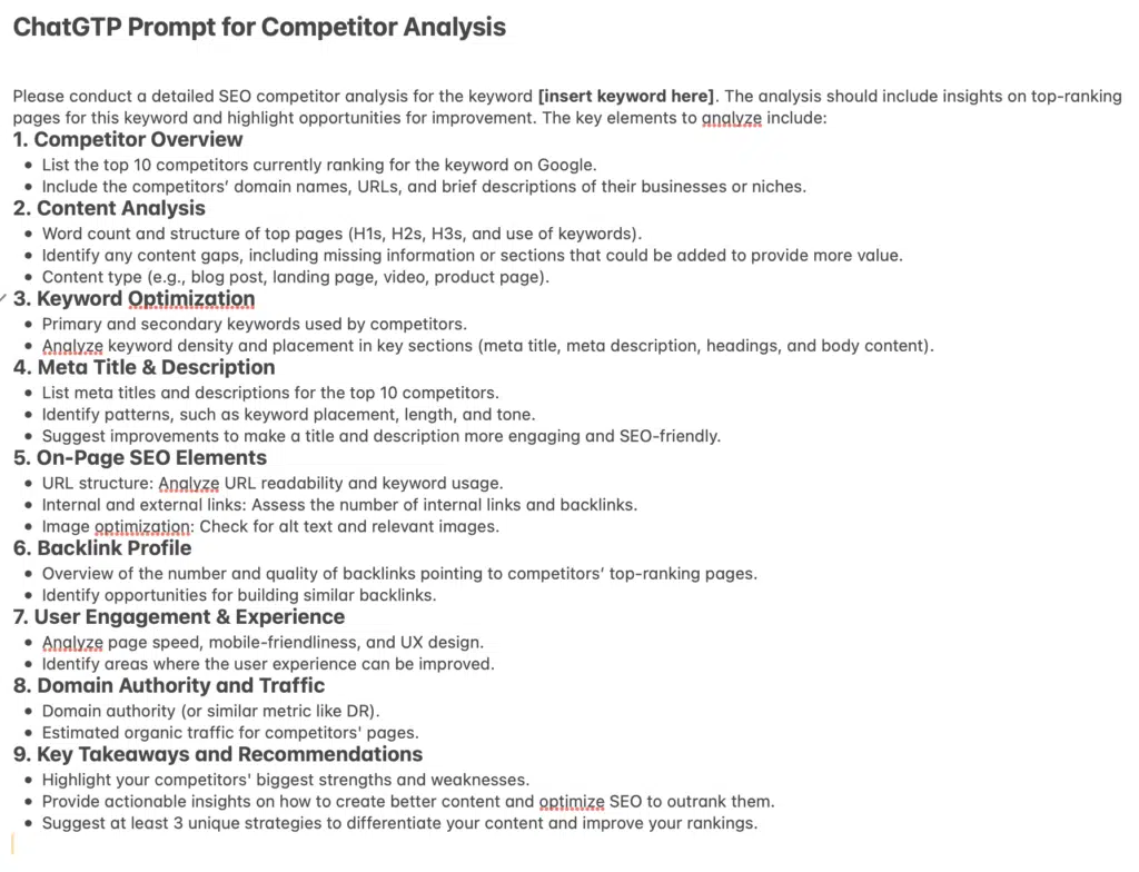 ChatGPT as an SEO Competitor Analysis Tool