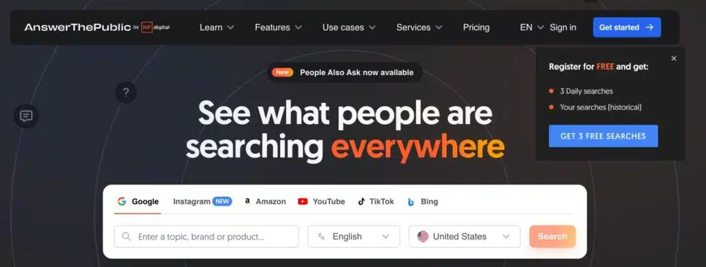 Best SEO Tools for beginners - AnswerThePublic